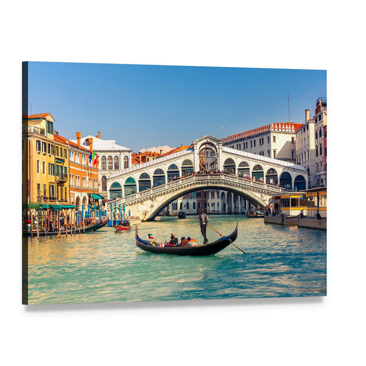 Rialto Bridge in Venice Canvas Wall Art, single panel gallery wrapped canvas, angled product view