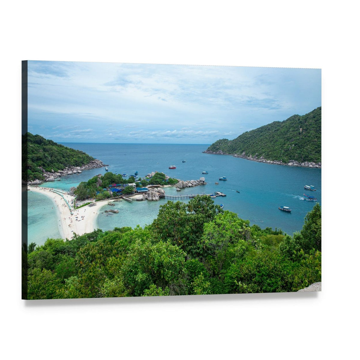 Koh Nang Yuan Island Landscape Canvas Wall Art, single panel gallery wrapped canvas, angled product view