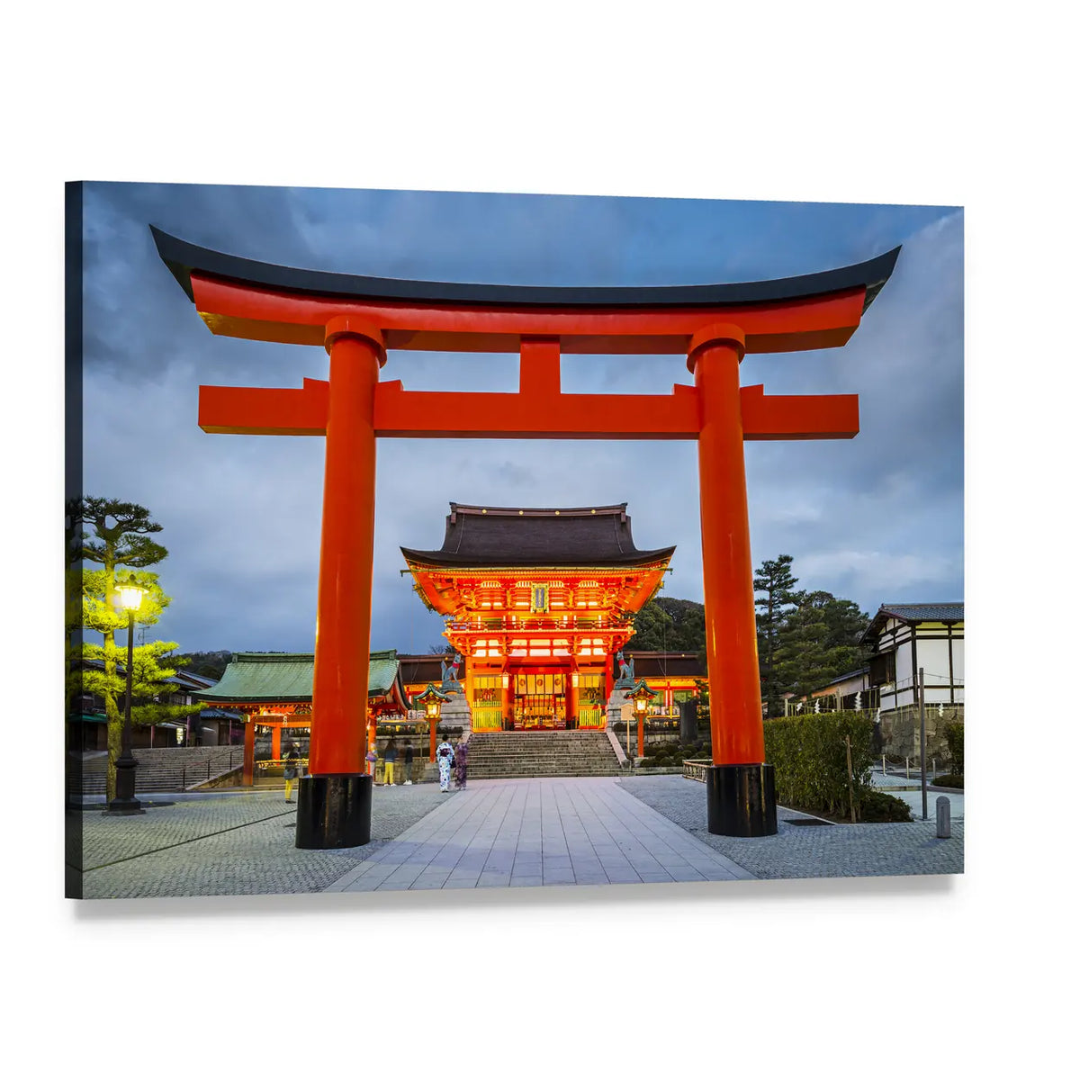 Fushimi Inari Taisha Torii Path Canvas Wall Art, single panel gallery wrapped canvas, angled product view