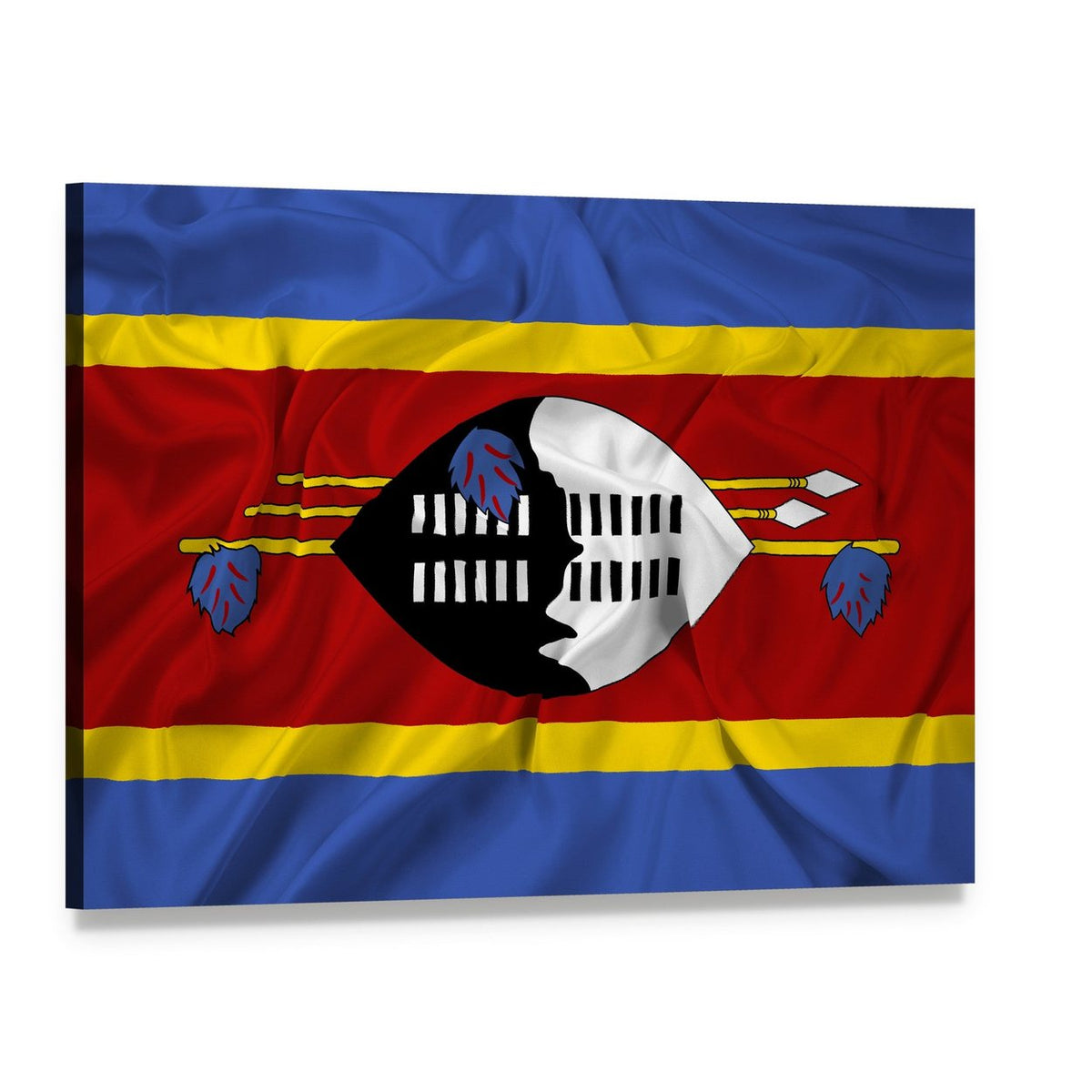 Waving Eswatini Flag Canvas Wall Art, single panel gallery wrapped canvas, angled product view