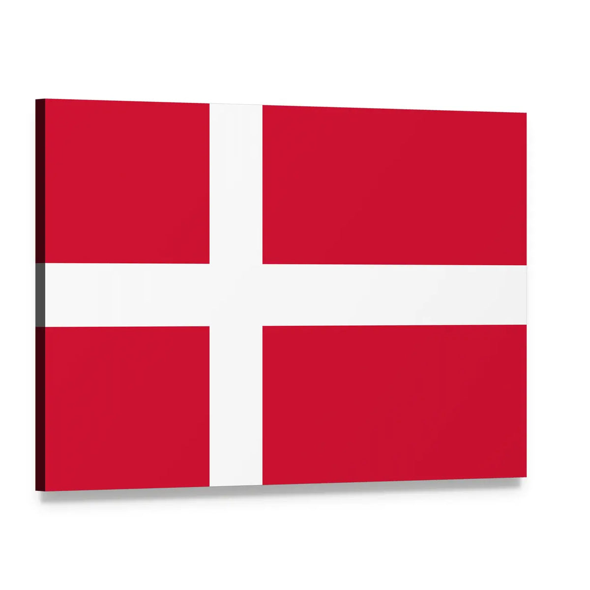 Danish Flag with White Nordic Cross Canvas Wall Art, single panel gallery wrapped canvas, angled product view