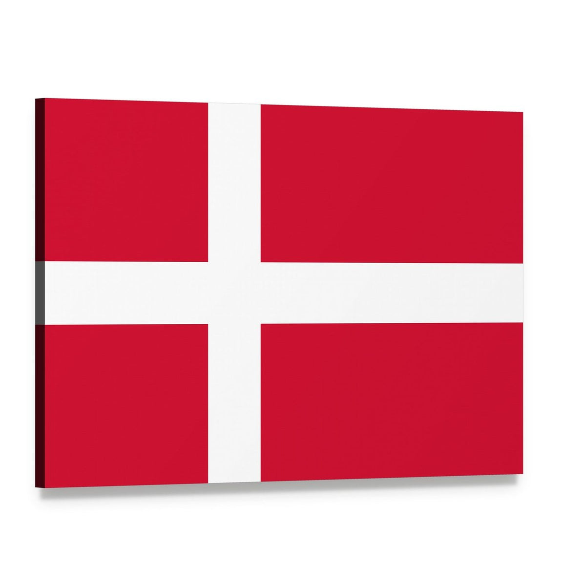 Danish Flag Canvas Wall Art, single panel gallery wrapped canvas, angled product view