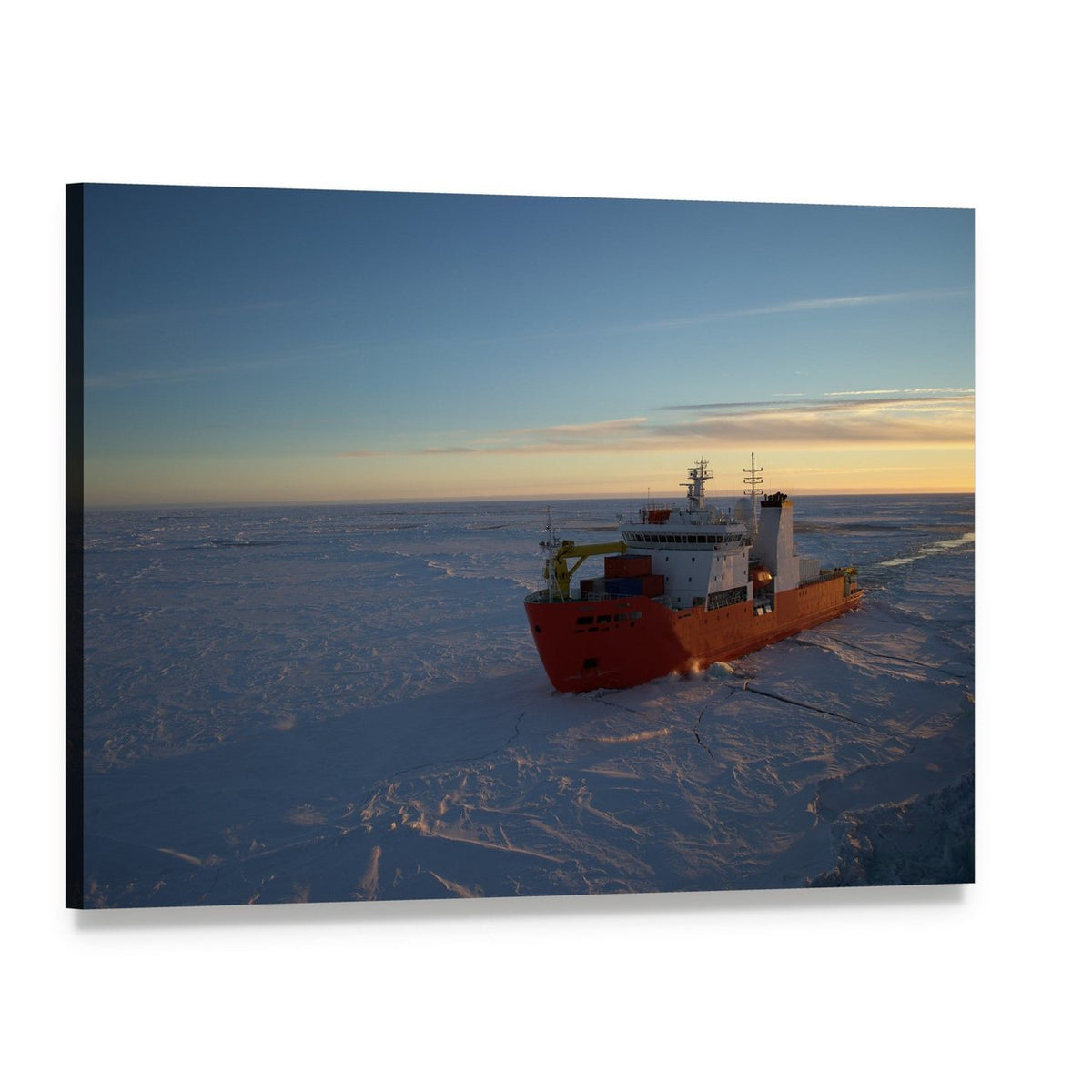 Icebreaker in Antarctic Canvas Wall Art, single panel gallery wrapped canvas, angled product view