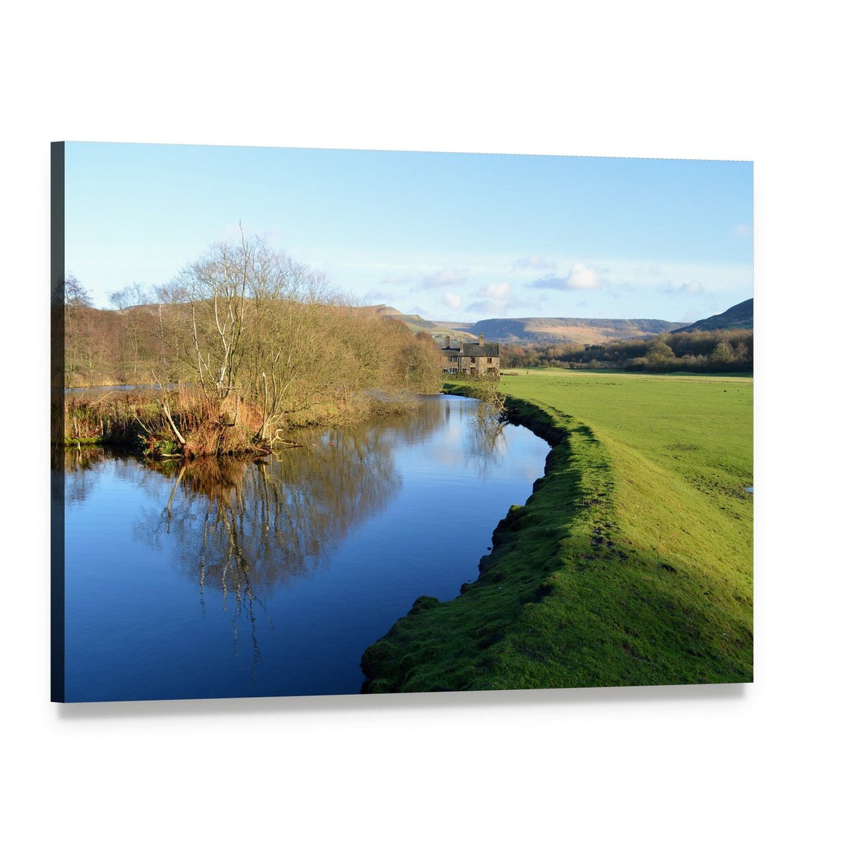 River Tame in Friezland Oldham Canvas Wall Art, single panel gallery wrapped canvas, angled product view
