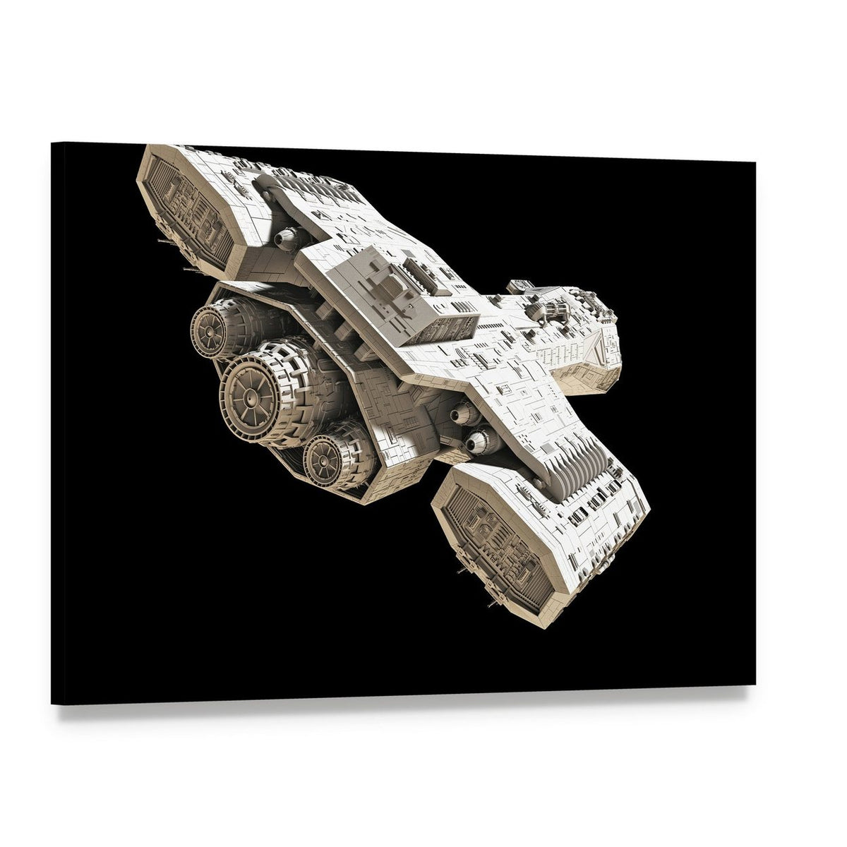 Futuristic Spacecraft with Multiple Engines Canvas Wall Art, single panel gallery wrapped canvas, angled product view