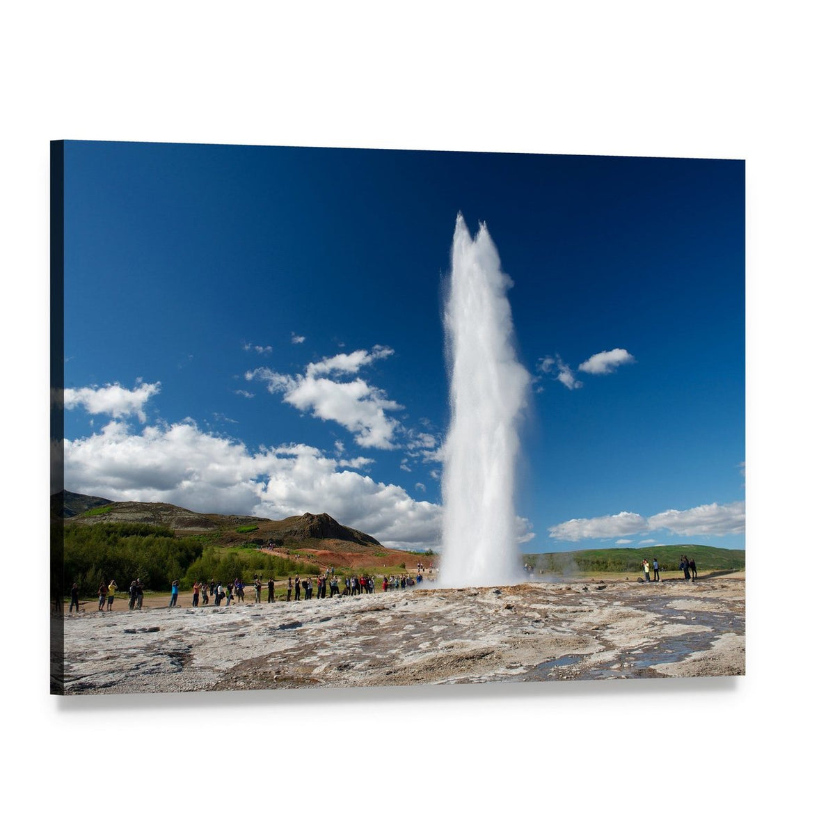 Strokkur Geysir Eruption in Iceland Canvas Wall Art, single panel gallery wrapped canvas, angled product view
