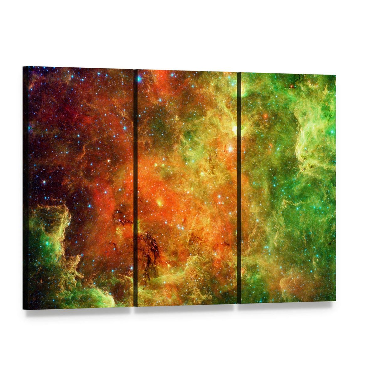 Pelican Nebula Canvas Wall Art, 3 panel 3 Horizontal layout gallery wrapped canvas set, angled product view
