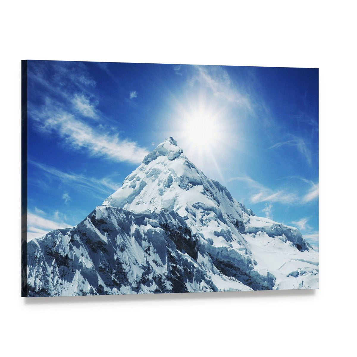 Snow Covered High Mountain in Cordilleras Canvas Wall Art, single panel gallery wrapped canvas, angled product view