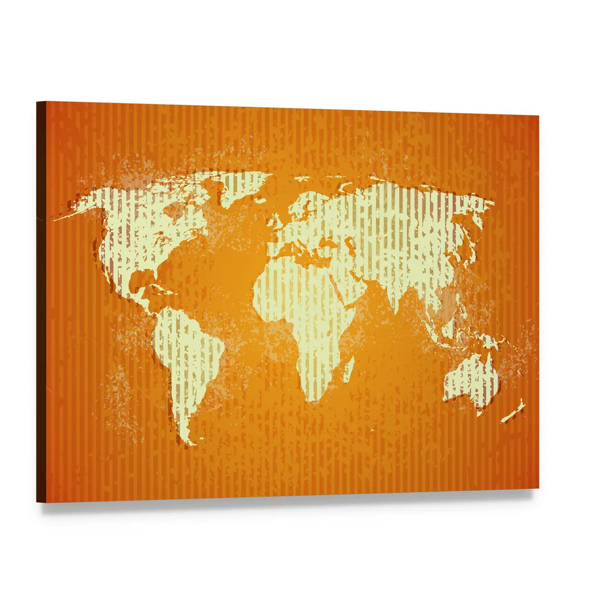 Vintage Old World Map with Stripes Canvas Wall Art, single panel gallery wrapped canvas, angled product view