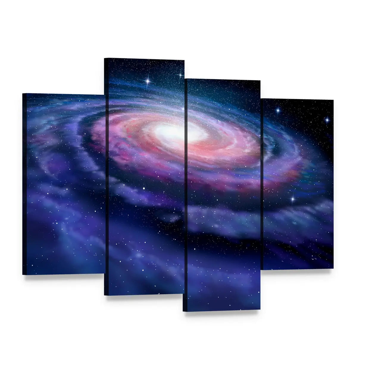 Milky Way Galaxy Canvas Wall Art, 4 panel 4 Pop layout gallery wrapped canvas set, angled product view
