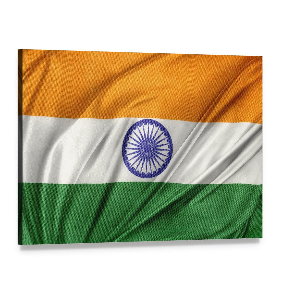 Indian Flag Close-up Canvas Wall Art, single panel gallery wrapped canvas, angled product view
