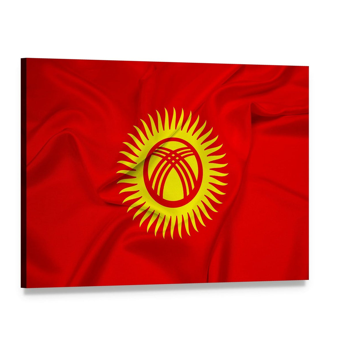 Kyrgyzstan Flag Canvas Wall Art, single panel gallery wrapped canvas, angled product view