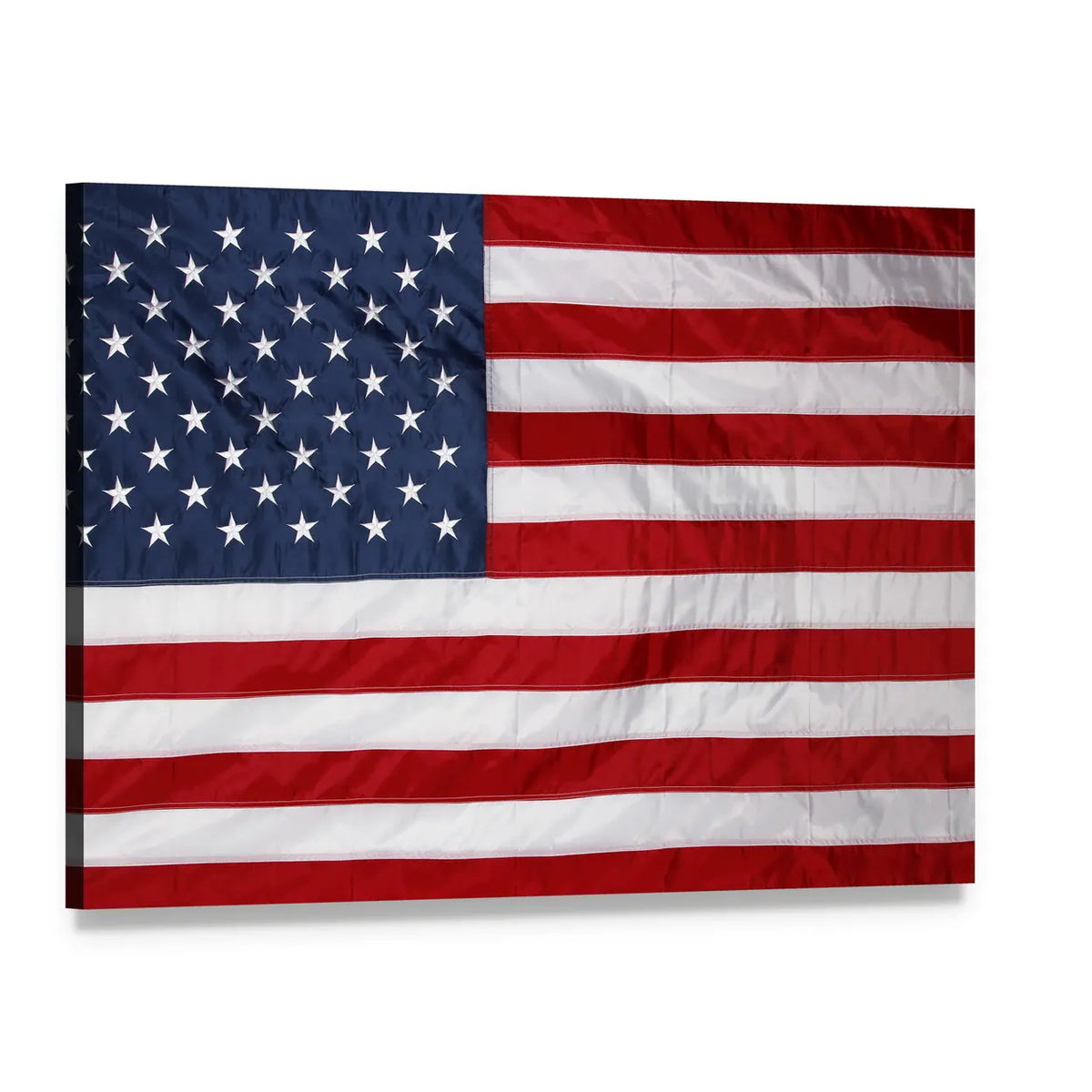 Close-up of United States Flag Canvas Wall Art, single panel gallery wrapped canvas, angled product view