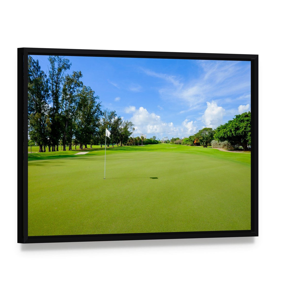 Golf Course Australia Canvas Wall Art, framed canvas in a black floater frame, angled product view