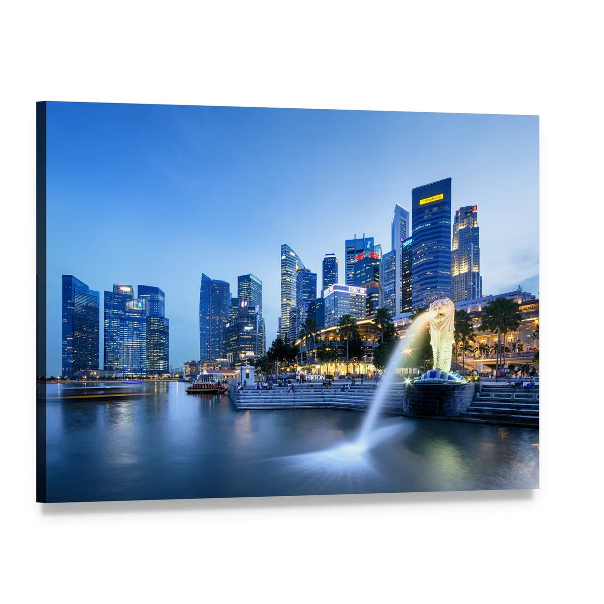 Merlion Skyline Singapore Canvas Wall Art, single panel gallery wrapped canvas, angled product view