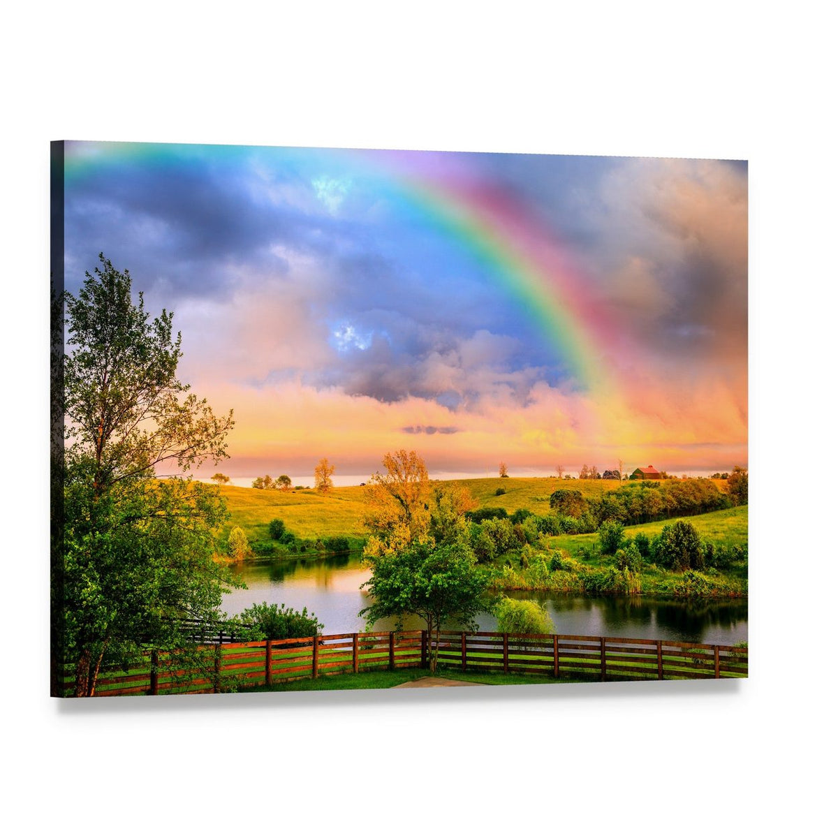 Kentucky Countryside Canvas Wall Art, single panel gallery wrapped canvas, angled product view
