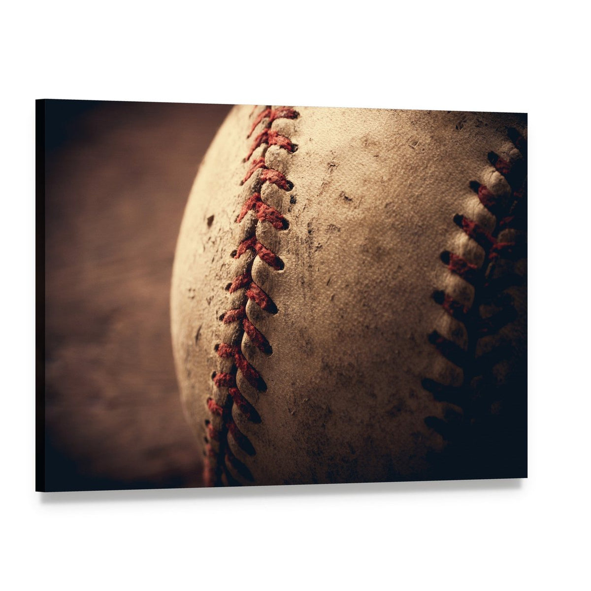 Old Baseball Canvas Wall Art, single panel gallery wrapped canvas, angled product view
