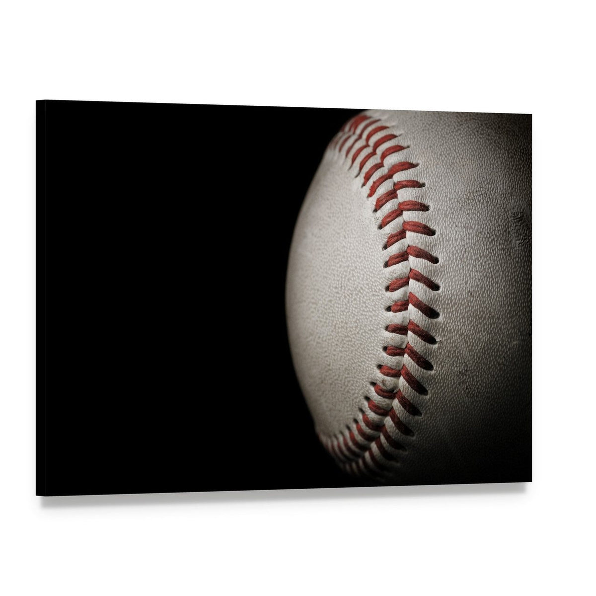 Baseball Canvas Wall Art, single panel gallery wrapped canvas, angled product view