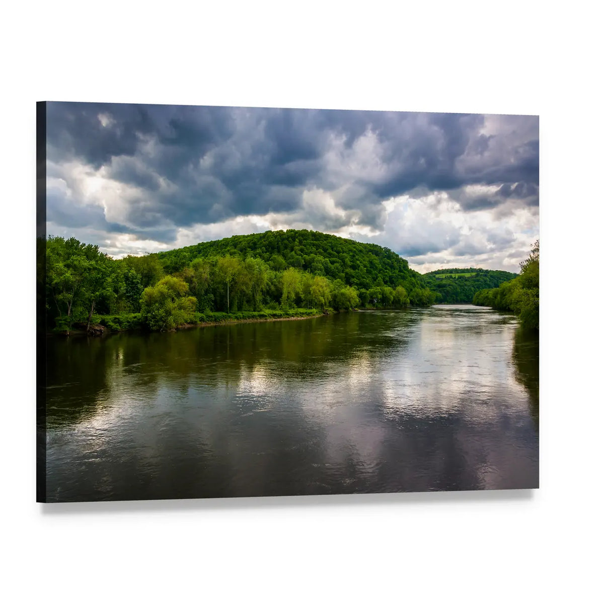 Delaware River Reflection Canvas Wall Art, single panel gallery wrapped canvas, angled product view