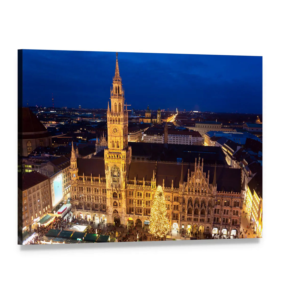 Munich Christmas Market Canvas Wall Art, single panel gallery wrapped canvas, angled product view