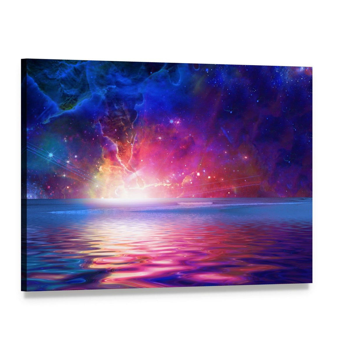 Nebula Over an Alien Planet Canvas Wall Art, single panel gallery wrapped canvas, angled product view