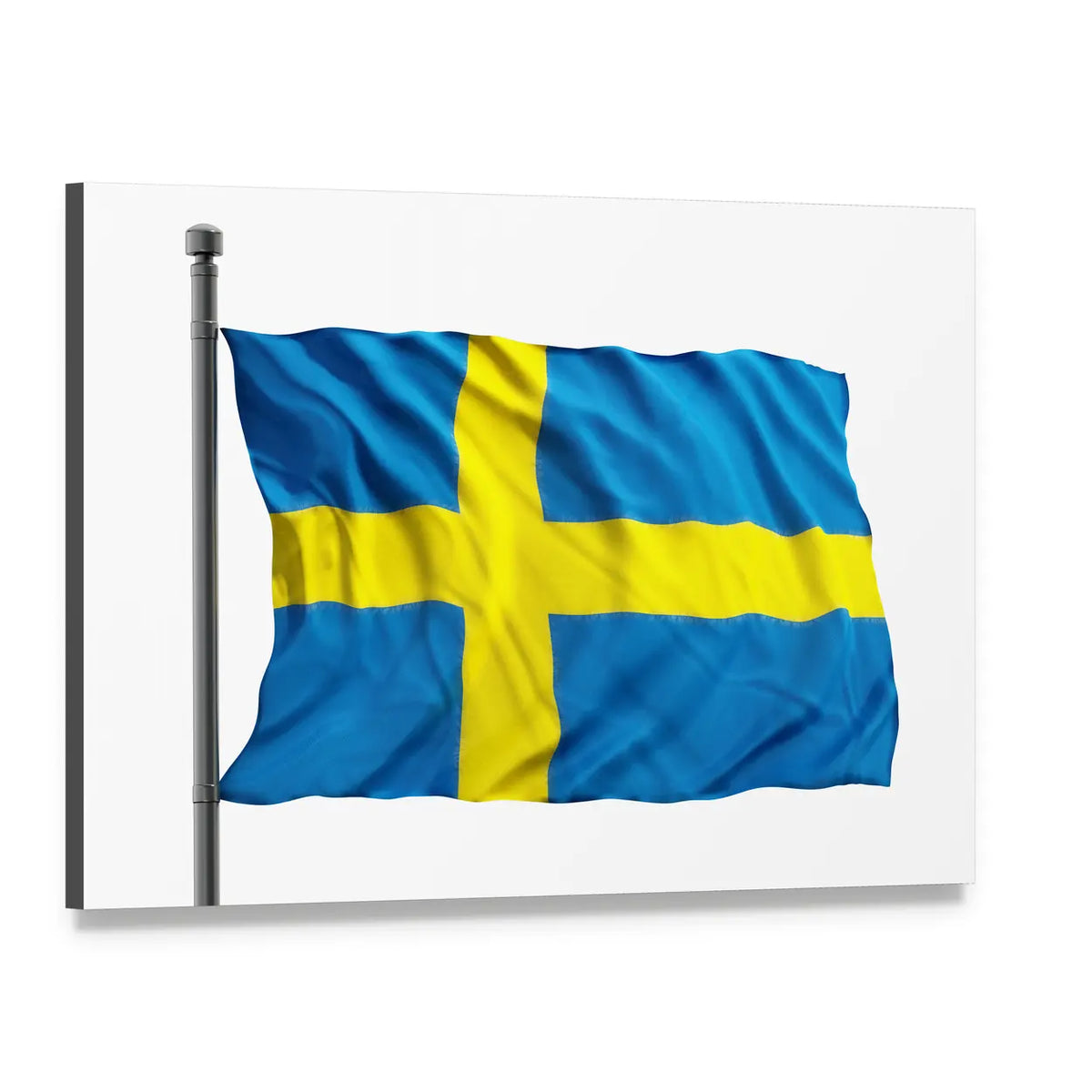 Swedish Flag Against White Background Canvas Wall Art, single panel gallery wrapped canvas, angled product view