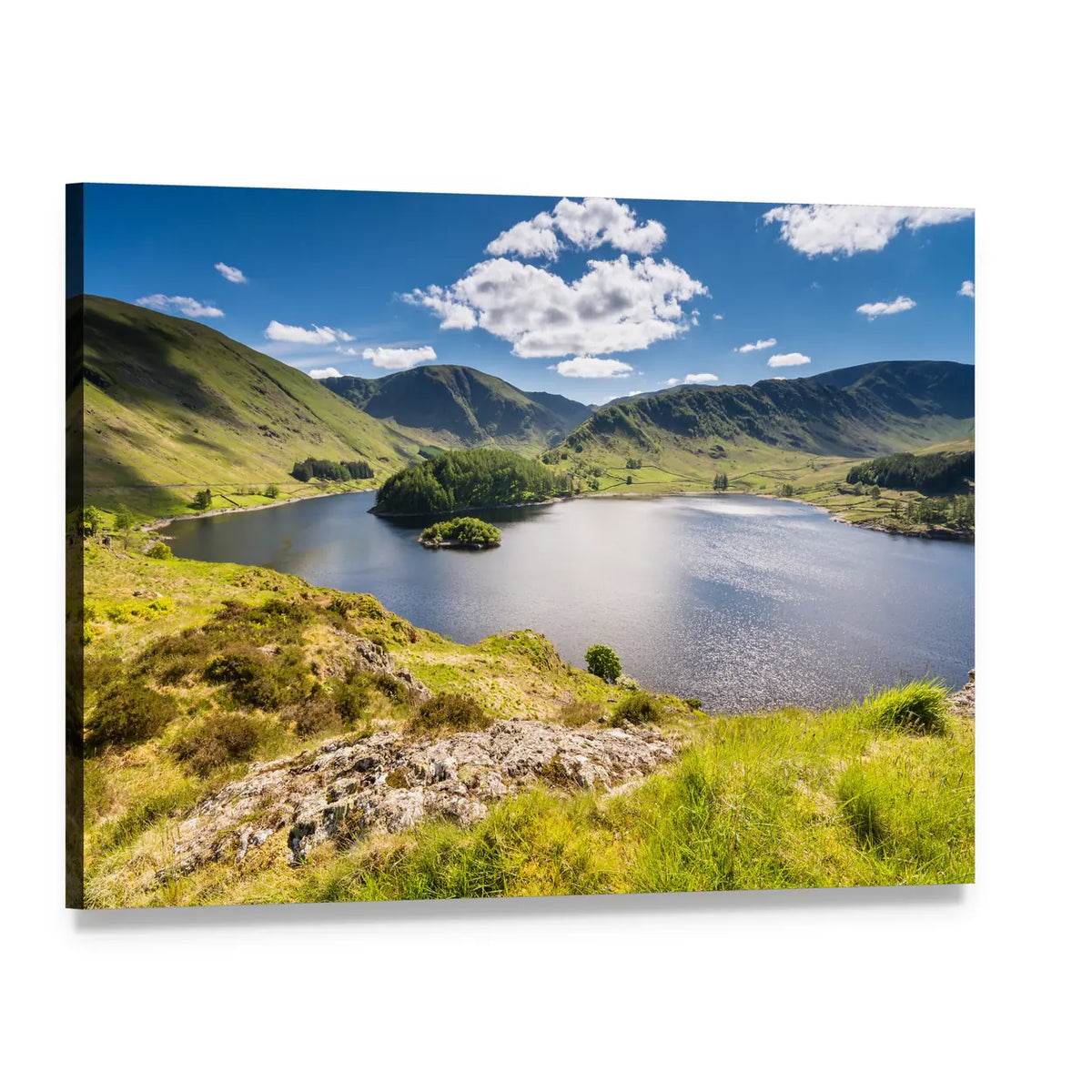 Haweswater from Whiteacre Crag Canvas Wall Art, single panel gallery wrapped canvas, angled product view