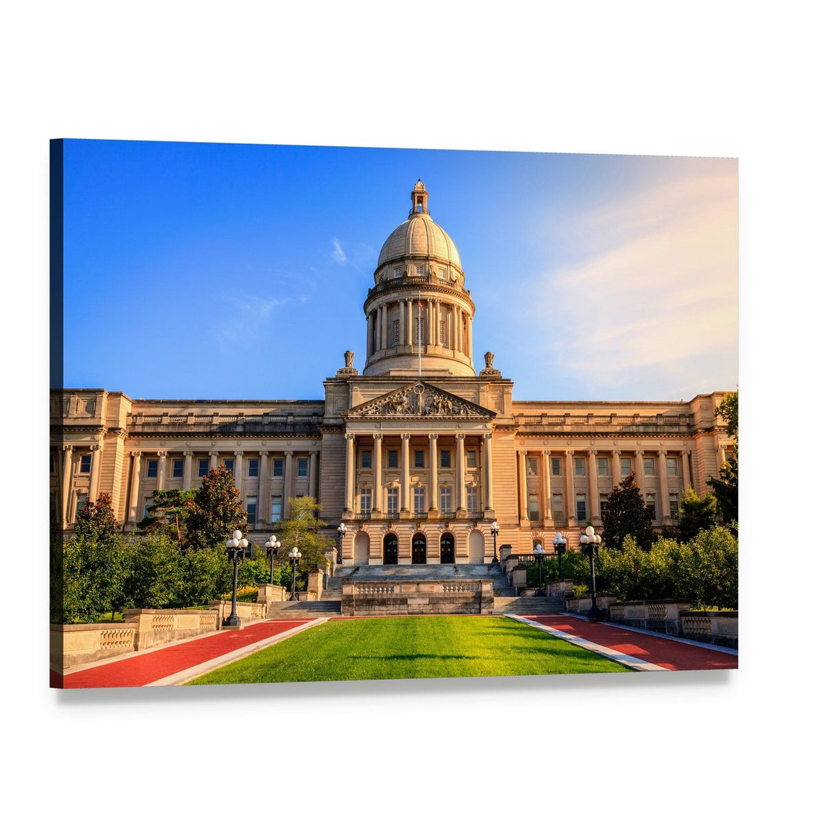 Frankfort Capitol Building Canvas Wall Art, single panel gallery wrapped canvas, angled product view