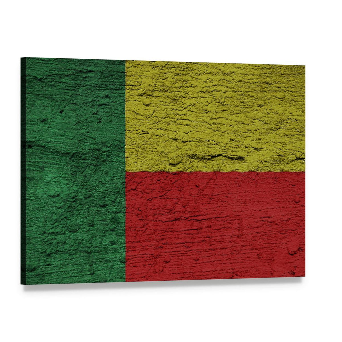 Benin Flag Geometric Textured Design Canvas Wall Art, single panel gallery wrapped canvas, angled product view