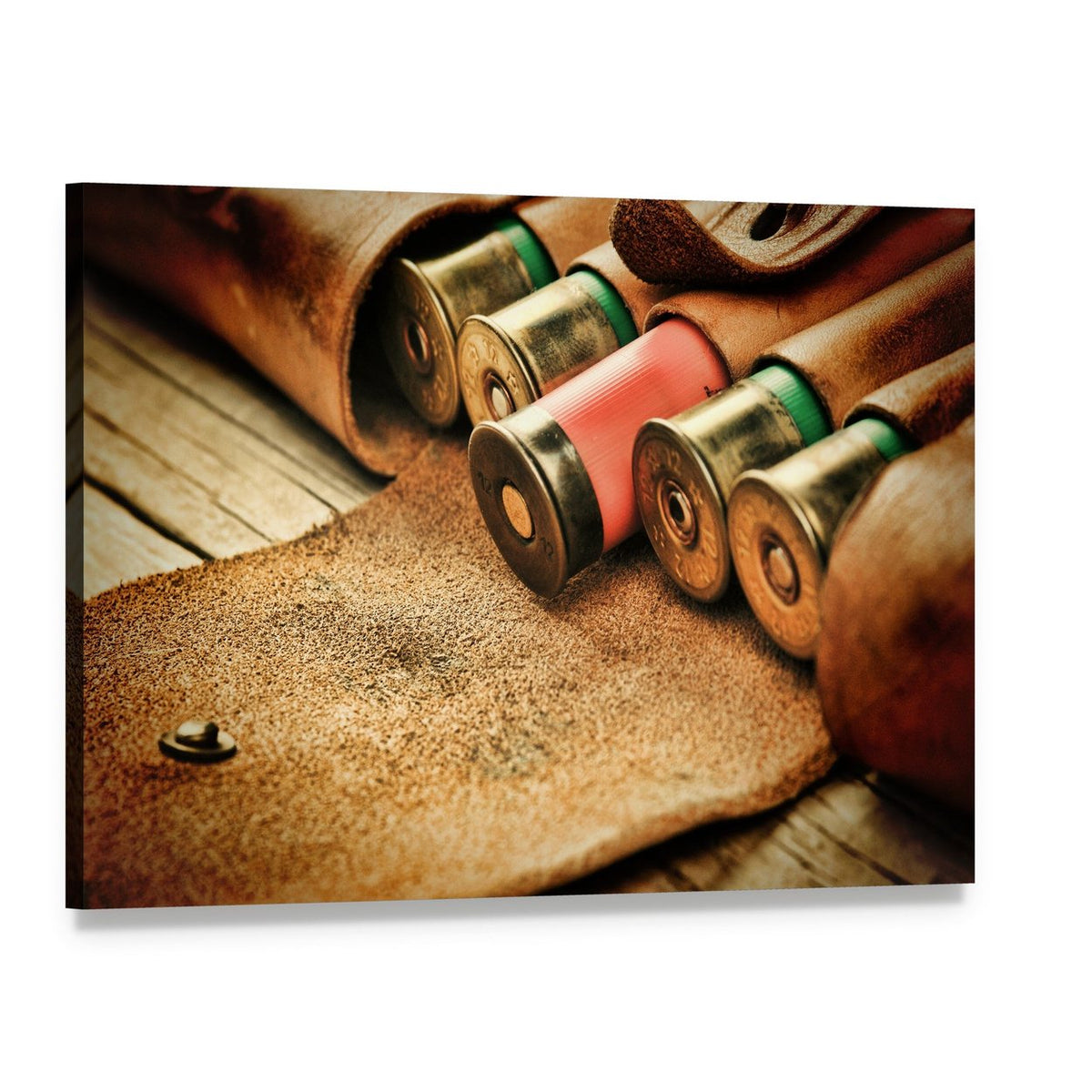 Old Bandoleer Canvas Wall Art, single panel gallery wrapped canvas, angled product view