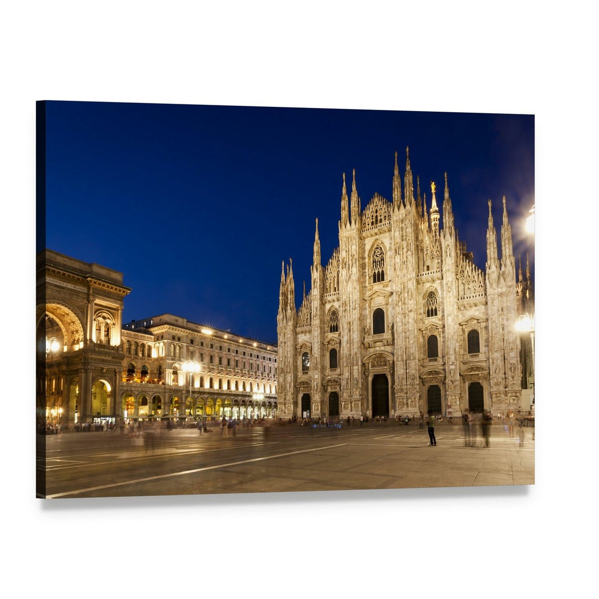 Milan Cathedral at Night Canvas Wall Art, single panel gallery wrapped canvas, angled product view