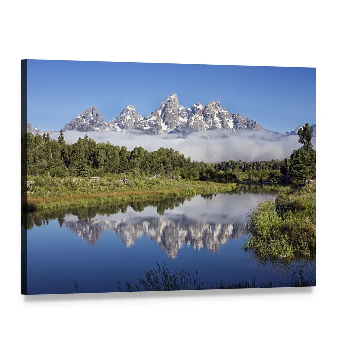 Sank River Reflections Canvas Wall Art, single panel gallery wrapped canvas, angled product view