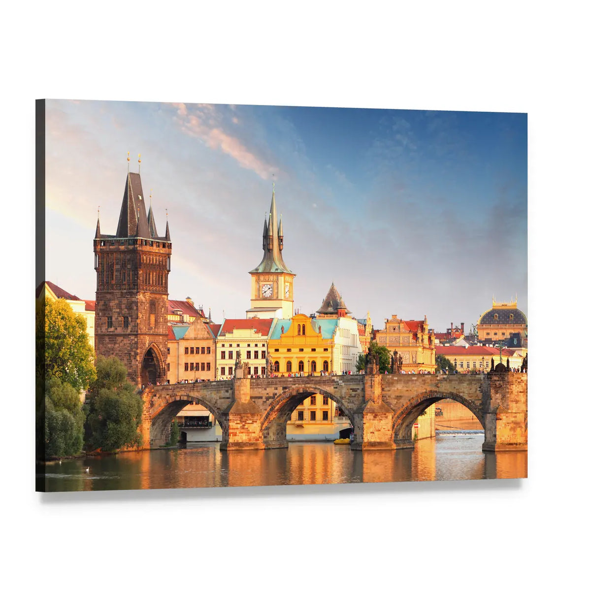 Charles Bridge at Sunset, Prague Canvas Wall Art, single panel gallery wrapped canvas, angled product view
