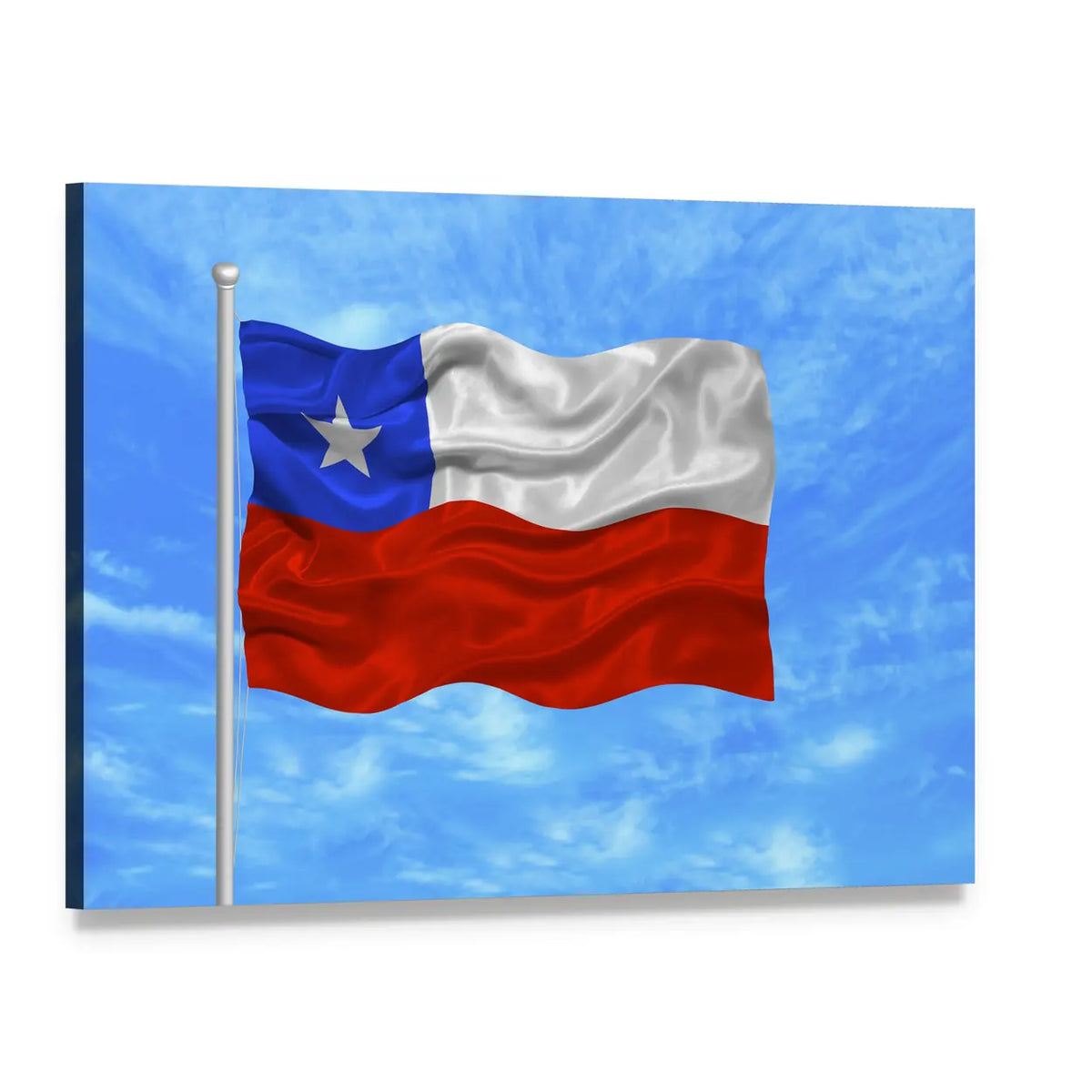 Waving Chilean Flag Canvas Wall Art, single panel gallery wrapped canvas, angled product view