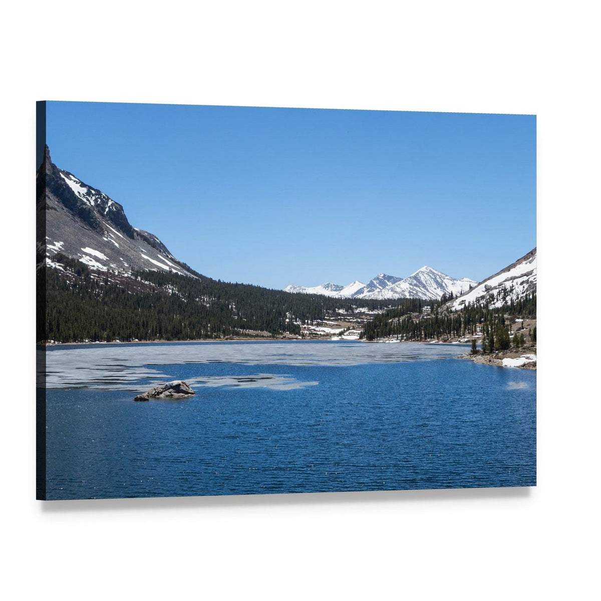 Frozen Lake in Yosemite National Park Canvas Wall Art, single panel gallery wrapped canvas, angled product view