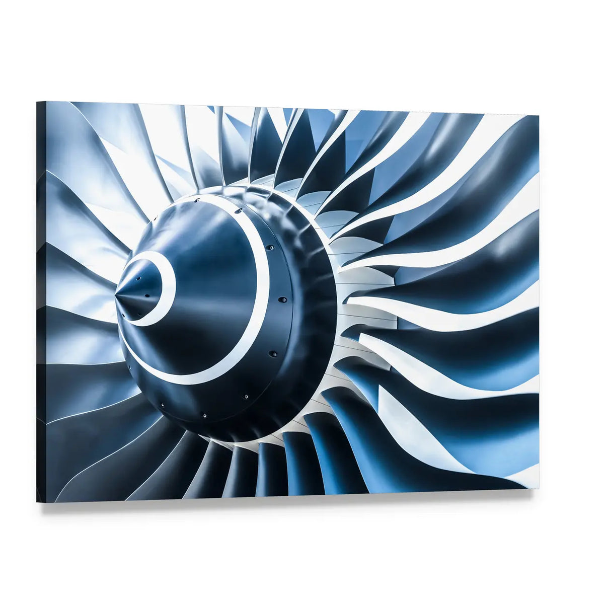 Jet Engine Blades Closeup Canvas Wall Art, single panel gallery wrapped canvas, angled product view
