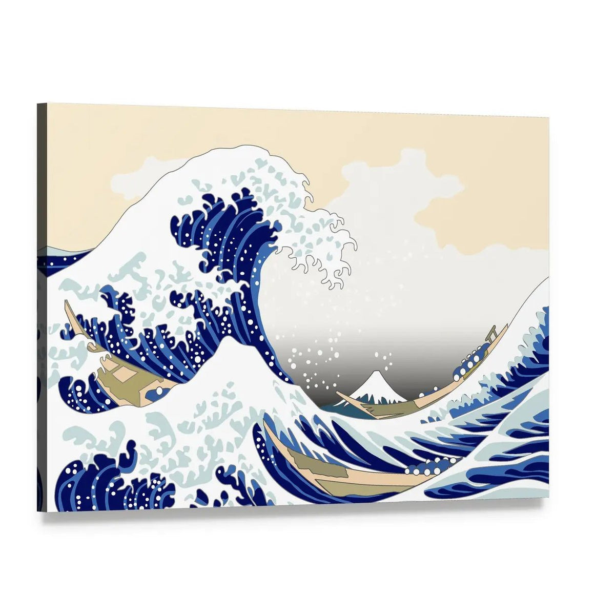 Hokusai Wave with Mount Fuji Canvas Wall Art, single panel gallery wrapped canvas, angled product view
