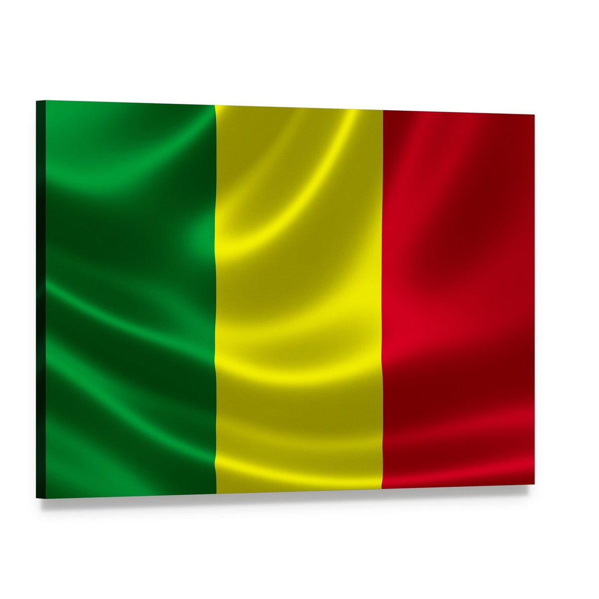 Waving Mali Flag Canvas Wall Art, single panel gallery wrapped canvas, angled product view