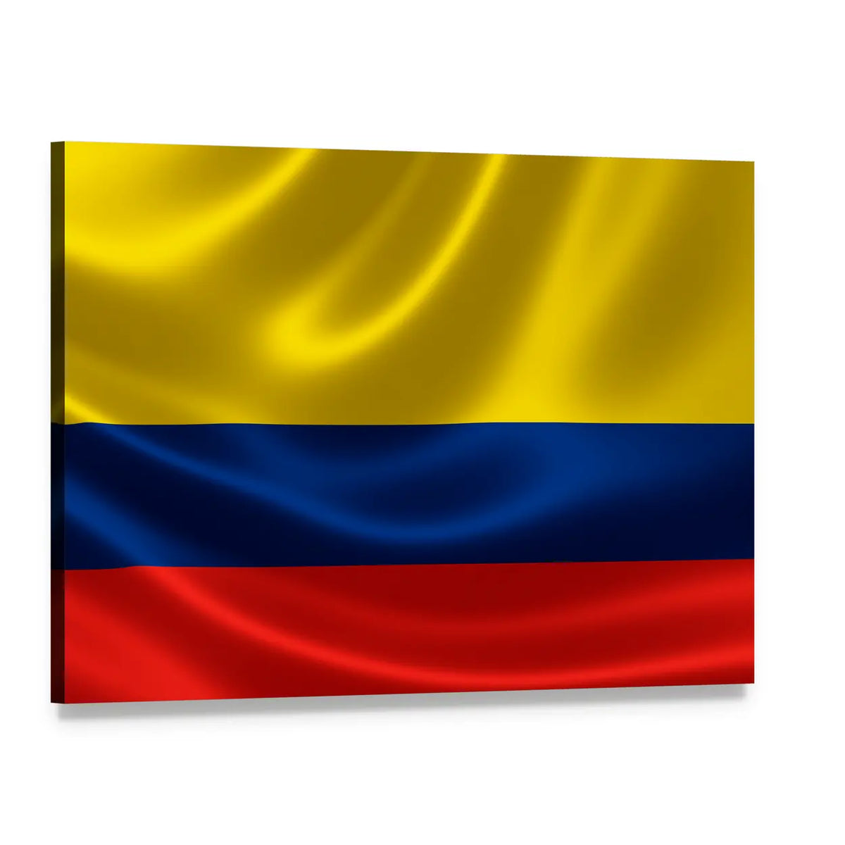 Colombian Flag in Motion Canvas Wall Art, single panel gallery wrapped canvas, angled product view