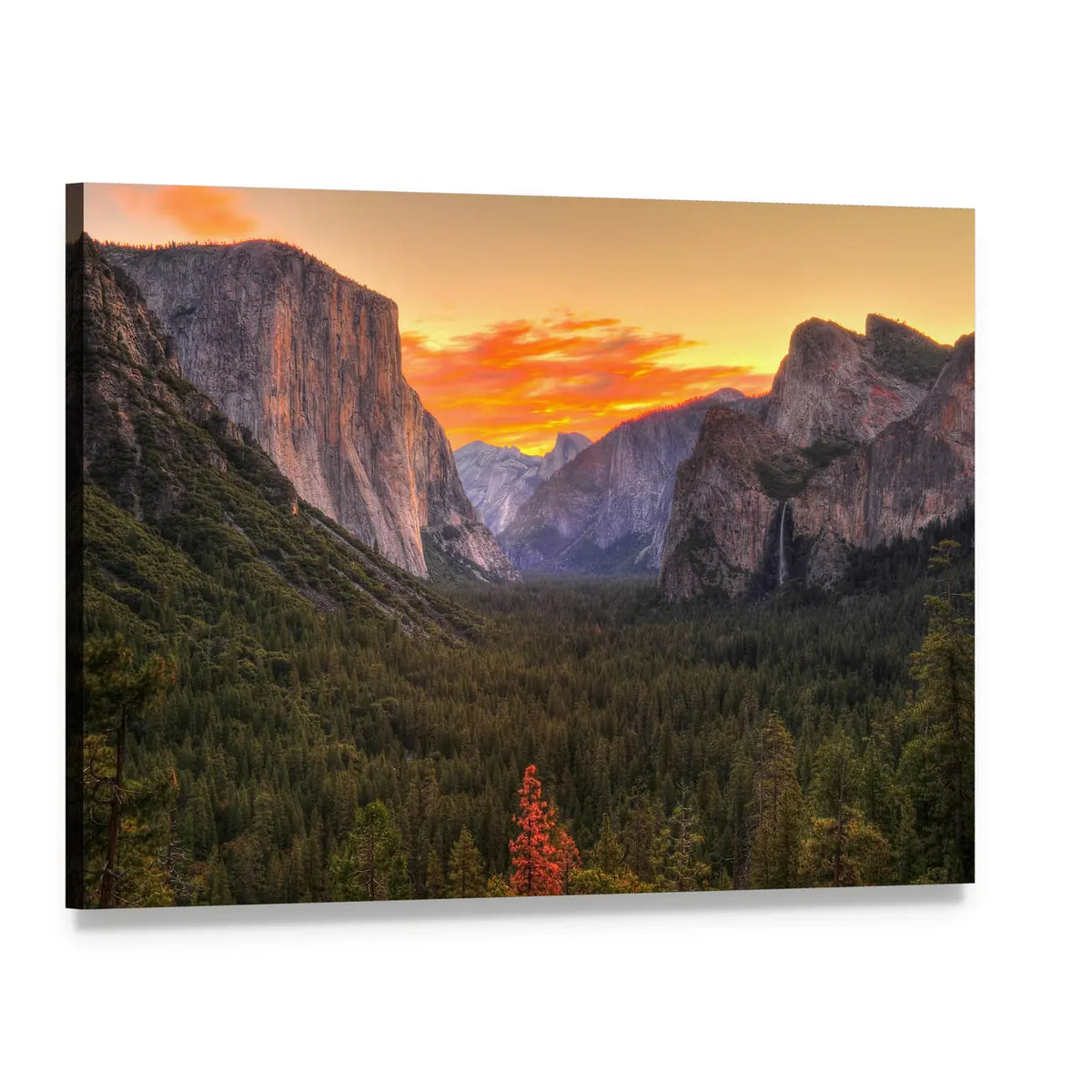 Yosemite Sunrise Over Granite Valley Canvas Wall Art, single panel gallery wrapped canvas, angled product view