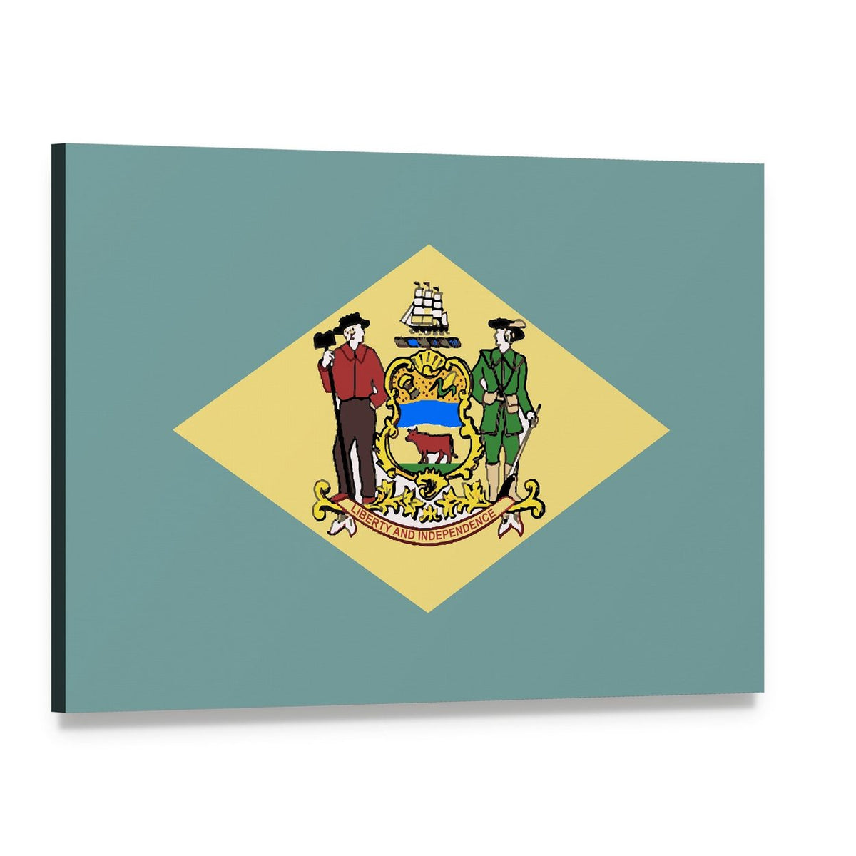 Delaware State Flag Canvas Wall Art, single panel gallery wrapped canvas, angled product view