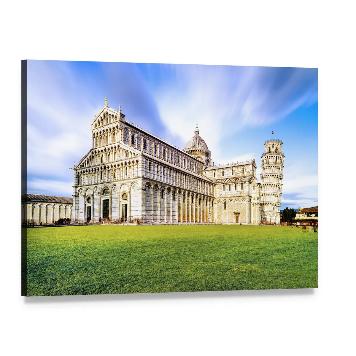 Piazza Dei Miracoli with Leaning Tower of Pisa Canvas Wall Art, single panel gallery wrapped canvas, angled product view