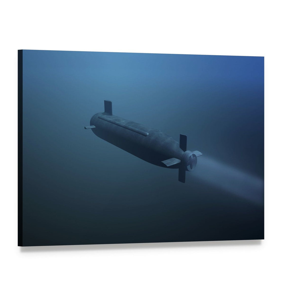 Submarine Underwater View Canvas Wall Art, single panel gallery wrapped canvas, angled product view