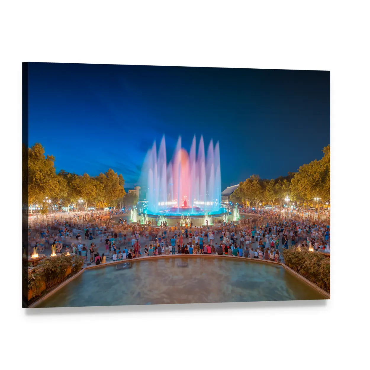 Magic Fountain of Montjuïc, Barcelona Canvas Wall Art, single panel gallery wrapped canvas, angled product view