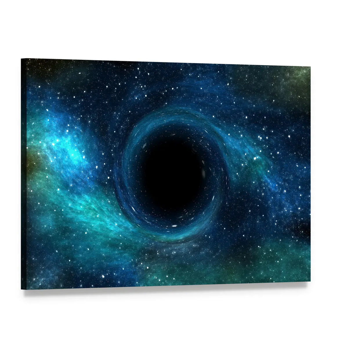Black Hole Over Star Field Canvas Wall Art, single panel gallery wrapped canvas, angled product view