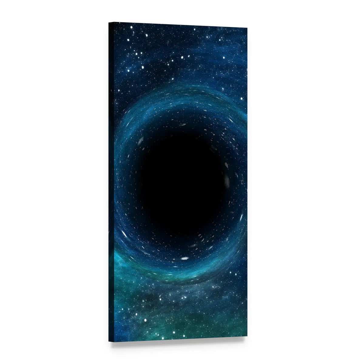 Black Hole Over Star Field Vertical Canvas Wall Art, 1 panel 1 Vertical layout gallery wrapped canvas set, angled product view
