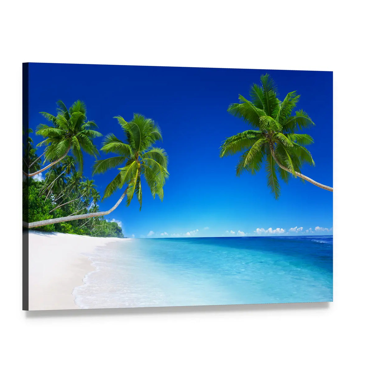 Tropical Beach Paradise Canvas Wall Art, single panel gallery wrapped canvas, angled product view