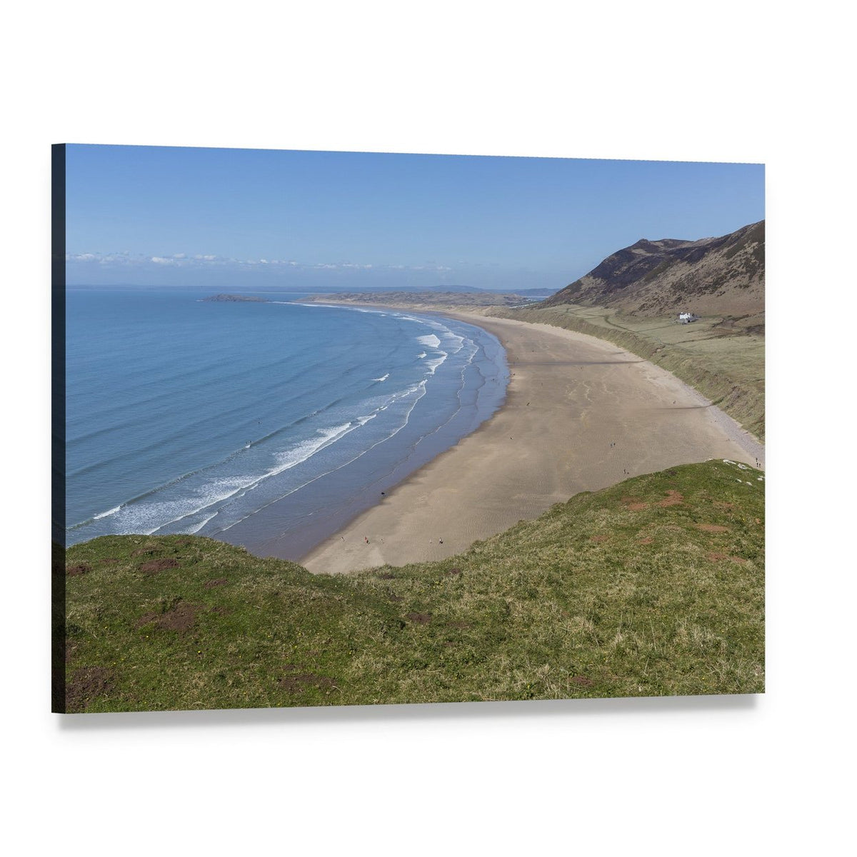 Rhossili Bay Beach Canvas Wall Art, single panel gallery wrapped canvas, angled product view
