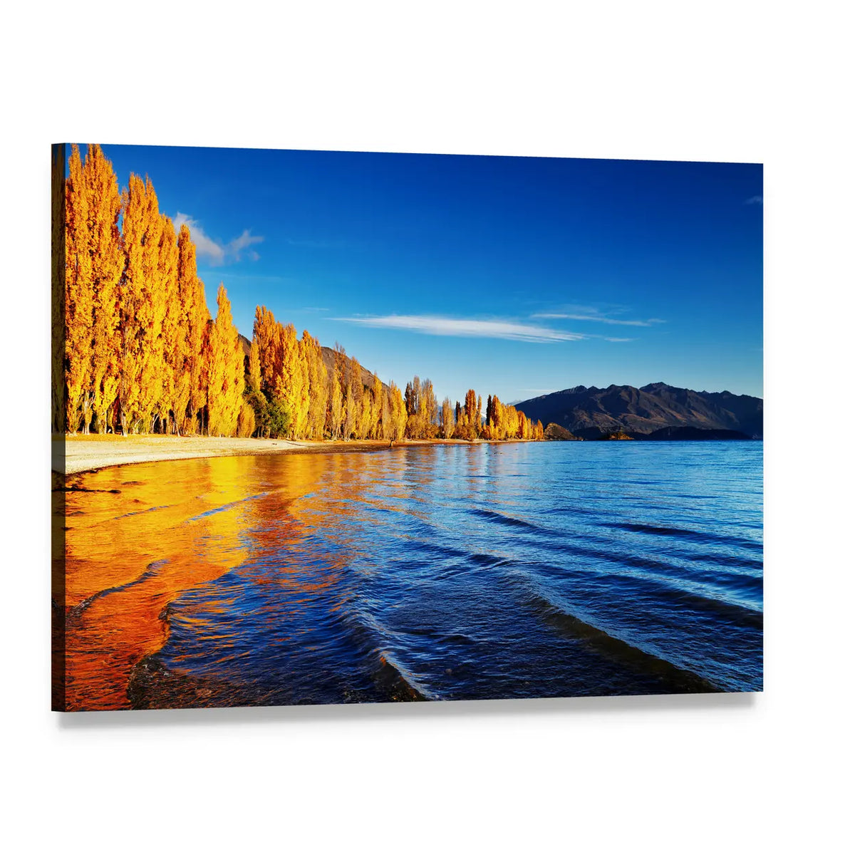 Lake Wanaka Mountain Reflections Canvas Wall Art, single panel gallery wrapped canvas, angled product view