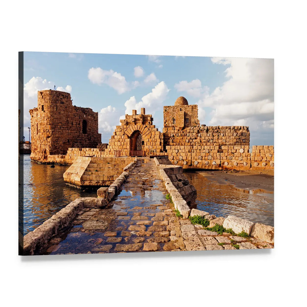Sidon Sea Castle, Lebanon Canvas Wall Art, single panel gallery wrapped canvas, angled product view